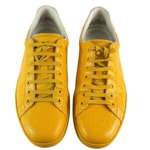 GUCCI GG Ace Yellow Leather Men's Sneakers Made in Italy Marked as 11 - 11.5 US